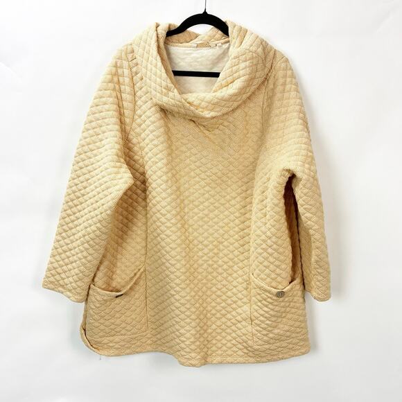 Soft Surroundings Plus Quilted Tunic Pullover Sweater 2X Women Beige Textured - Picture 2 of 10